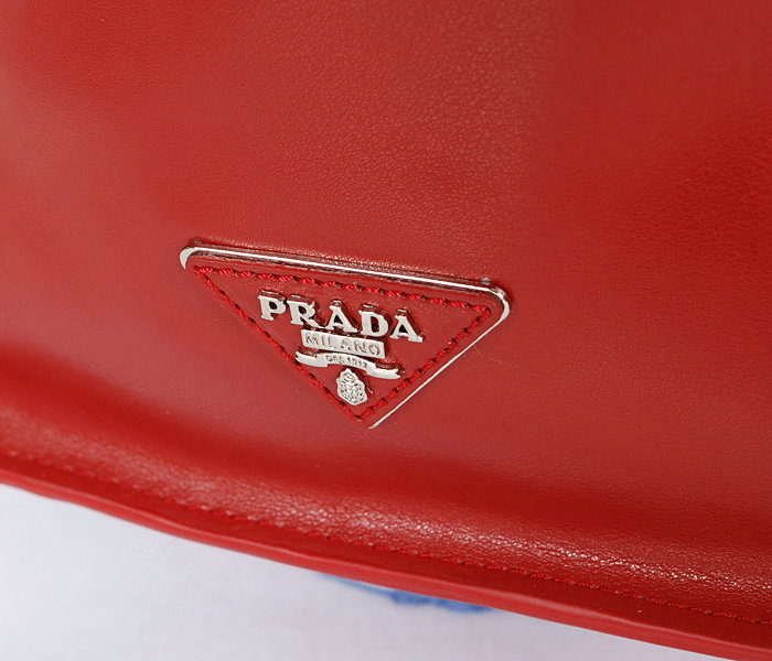 2014 Prada original leather tote bag BN2619 red - Click Image to Close